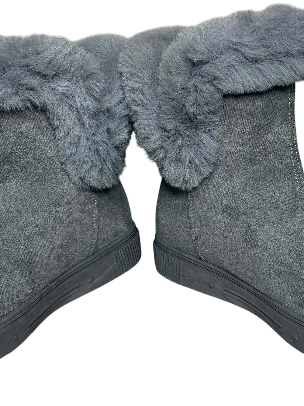 Clarks Gray Faux Fur Trim Winter Ankle Boots